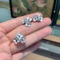 wholesale S925 Sterling Silver New Chinese Style 3D Brushed Blue Hydrangea Flower Ring and Earrings Set, Minimalist National Wind Design Jewelry-0-4