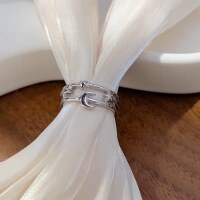wholesale 925 Sterling Silver Star Moon Open Triple-Layer Index Finger Ring for Women, Ins Minimalist Design Open Adjustable Ring-xb1150-Star Moon Ring