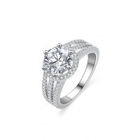 S925 Silver 2ct Moissanite Three-Row Fashion Women's Ring-2 carats (set with zircon)  20 yards