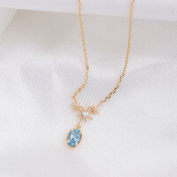 wholesale S925 Sterling Silver Summer New Item Pendant Necklace for Women, Exquisite Octagonal Star with Natural Swiss Blue Topaz, Collarbone Chain-Swiss Blue Topaz Clavicle Necklace>925 Silver