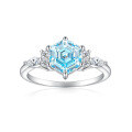 wholesale 925 Sterling Silver High Carbon Diamond Ring for Women, Niche Luxury Hexagonal Flame Gemstone Blue Sapphire Ring-0-8