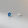 wholesale S925 Sterling Silver Fresh Sweet Cute Exquisite Design Blue Floral Ear Studs M05629-0-4