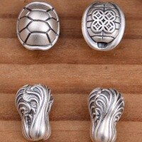 wholesale 3D Hard Silver Tortoise Shell Cabbage Bead Spacer, Wealth and Prosperity Scatter Beads for DIY Handmade Jewelry Accessories-Chinese cabbage