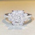 wholesale S925 Sterling Silver Zircon Ring for Women, Radiant Cut Ice Flower Cut High Carbon Diamond Ring-0-3