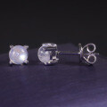 wholesale S925 Sterling Silver Cross-Border Hit Natural Blue Moonstone Stud Earrings for Women, Single Round Gemstone Minimalist Earrings-0-3