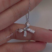 wholesale S925 Sterling Silver Whole Sweet Style Bow Tie Necklace Niche Minimalist Design Sterling Silver Jewelry Source Factory-Bowknot necklace-white gold>925 silver