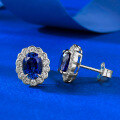 wholesale S925 silver royal blue 6*8mm oval egg-shaped stud earrings, a popular everyday fashion item on Xiaohongshu-0-1