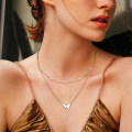 S925 Sterling Silver Butterfly Moissanite Layering Necklace-0-0