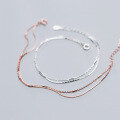 wholesale S925 silver bracelet for women, Korean-style fashion, ins-style double-layer straight bar, girly heart jewelry S3478-0-2