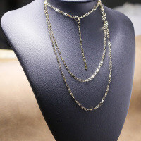 wholesale Metal: 925 Silver Gold Plated Dunli Jewelry Shiny Figure 8 Chain Collarbone Necklace for Women, Summer Layered Pendant Necklace with Infinite Adjustability, Versatile-Seiko gold figure 8 chain (full length 42CM)  925 silver