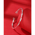 wholesale 999 Sterling Silver Möbius Strip Double Layer Heart Minimalist Design Plain Circle Bracelet for Women-0-3
