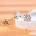 wholesale S925 Sterling Silver Plated with 18K Gold 1-carat Moissanite Classic Four-Prong Stud Earrings for Women, Minimalist Style Wholesale-0-0