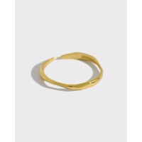 wholesale S925 Sterling Silver JA366 Korean Style INS Minimalist Irregular Wave Line Women's Ring Open Adjustable Silver Ring-18K Gold [No. 13/Adjustable] Opening adjustable
