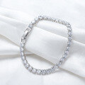 wholesale S925 Sterling Silver 4mm Single Row Square Diamond Bracelet Korean Elegant Jewelry Wholesale-0-2