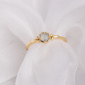 wholesale S925 Silver Plated 14K Gold Japanese Minimalist Style Gentle Aquamarine Ring-0-2
