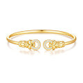 wholesale S925 Sterling Silver Micro-Inlaid Classic Golden Hoop Bracelet Inspired by the Mythical Monkey King, Trendy National Style Adjustable Bangle-0-7
