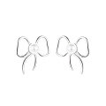 wholesale S925 Sterling Silver Sweet Style Bow-Shaped Connected Pearl Earrings, Luxury Internet-Famous Elegant Women's Jewelry-0-5