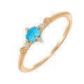 wholesale S925 silver plated with 14K gold, Dunli Jewelry minimalistretro style geometric oval turquoise ring-0-0