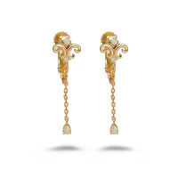 wholesale S925 silver plated with 14k gold and white zirconia retro light luxury earrings, winter new collection 2023-White zirconium earrings>925 silver