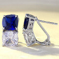 wholesale S925 Sterling Silver New 4-Carat Blue White Zircon Ear Studs Fashion Women's Style-0-1