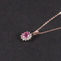 wholesale S925 sterling silver sunflower cultivated pink sapphire pendant 05ct-0-2