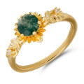 wholesale Silver fashion luxury natural moss agate ring sunflower flower summer new design jewelry wholesale-0-4
