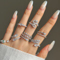 wholesale S925 silver cross-border trendy women's ring with coiled design, minimalist style, adjustable band-0-0