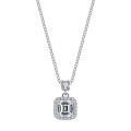 S925 Silver Pendant with 1-Carat Moissanite Women's Fashion Luxury Square-Cut Pagoda Necklace-0-4