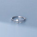 wholesale S925 Sterling Silver Ring for Women, Korean Style, Elegant and Fresh, Simple Double-Layer Diamond-Inlaid Star Jewelry J9764-0-3