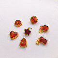 wholesale S925 gold-plated silver natural beeswax amber heart little flower gourd bear pendant accessory bracelet bead semi-finished product-0-0