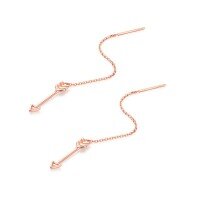 wholesale 18K Rose Gold Cupid's Arrow Heart Earrings Elegant High-End Korean Japanese Style Solid 18K 9K Yellow White Gold Jewelry-Yellow Gold 9K Gold-Moissanite