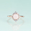 wholesale S925 Sterling Silver Rose Gold Plated Ring Inlaid with Natural Moonstone and Black Hair Crystal-0-1