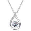 wholesale S925 Sterling Silver Cross-Border Ready-to-Ship Dainty Teardrop Necklace for Women, Versatile Luxury Advanced Moissanite Jewelry-0-4