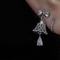 wholesale S925 Sterling Silver Bow Lace Bell Teardrop Earrings, Small and Exquisite, Christmas Atmosphere, Ear Cartilage Earrings for Women-0-4