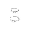 wholesale S925 Sterling Silver Korean Version INS Niche Design Minimalist Irregular Textured Ear Clip for Non-Pierced Ears-0-4