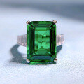 wholesale Metal: 925 Sterling Silver Vintage Emerald and Diamond Ring, 10*14, European and American Export Hot Seller, New Style by Mu Jing Jewelry-0-1