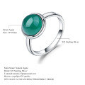 wholesale S925 Sterling Silver Fashion Minimalist Green Agate Jewelry Set with Natural Gemstone Ring and Stud Earrings Two-Piece Set-0-5
