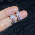S925 Sterling Silver Moissanite Mini Pearl Earrings, Wholesale Luxury Style-0-1