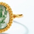 wholesale European and American new exaggerated and unique geometric S925 sterling silver ring, forest-style green moss ring for women, cross-border supply-0-4