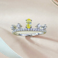 wholesale S925 Silver New 3*5 Oval Yellow Diamond Ring for Engagement, High Carbon Diamond Ring Gift for Women, Xiaohongshu Live-R980 Yellow Diamond No. 6