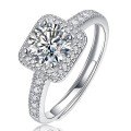 925 Sterling Silver Moissanite "Remember Promise" Ring, 1 Carat Halo Style-0-3