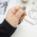 wholesale S925 Sterling Silver JT082 Korean Style Silver Ring Fashion Geometric Hollow Bamboo Chain Adjustable Ring for Women-0-2