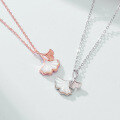 wholesale [999 Solid Silver] Three Lives with Apricot Necklace for Women, Summer Small and Exquisite Advanced Feeling Ginkgo Leaf Shell Pendant, Versatile Collarbone Chain-0-5