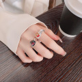 wholesale S925 sterling silver gradient glass stone color-blocking open ring Korean trendy fashion commuting lightweight luxury style ring-0-3