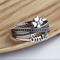 wholesale S925 Sterling Silver Korean Dongdaemun Four-Leaf Clover Multi-Layer Cross Fresh Style Thai Silver Adjustable Ring for Women-0-1