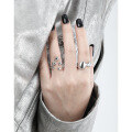 wholesale S925 pure silver matte geometric minimalist irregular open ring for women, Korean version small and unique ins style-0-3