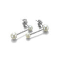 wholesale 925 Sterling Silver Geometric Pearl Stud Earrings for Women, Simple and Versatile Zircon Earrings, Dunli New Style Wholesale-0-4
