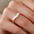 wholesale S925 Sterling Silver Red Elk Square Diamond V-Shaped Ring for Women, Ice Cube Small Unique Design Trendy Fashion Minimalist Luxury Band-0-1