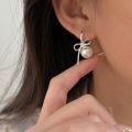 wholesale S925 Sterling Silver Swarovski Pearl Bow Ear Stud Women's Korean New Style Internet Celebrity French High-end Earrings-0-0