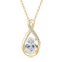 S925 Sterling Silver Moissanite Necklace, Luxury Minimalist Infinity Waterdrop Pendant Choker-Infinite Design Necklace [K Gold]  925 Silver